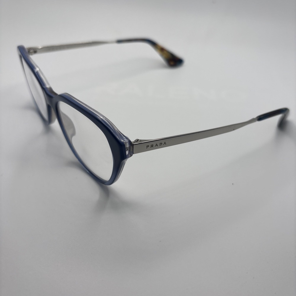 PRADA VPR 28S Womens Eyeglasses UFW-1O1 Blue/Silver Cat Eye Frame 52-16-140 #465 - Picture 2 of 8